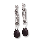 Black Faceted CZ Teardrop Multichain Earrings